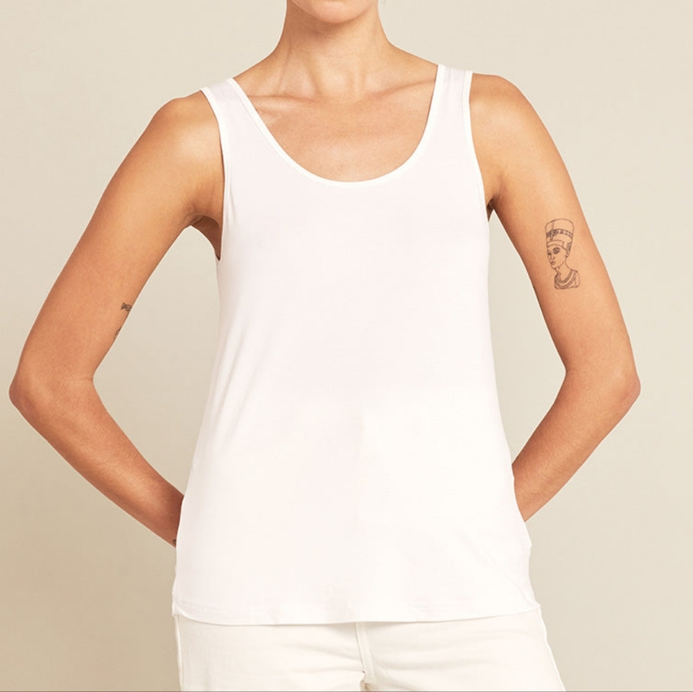 NIB Boody Womens Relaxed Scoop Neck Bamboo Tank White Large 10 12 Never Opened